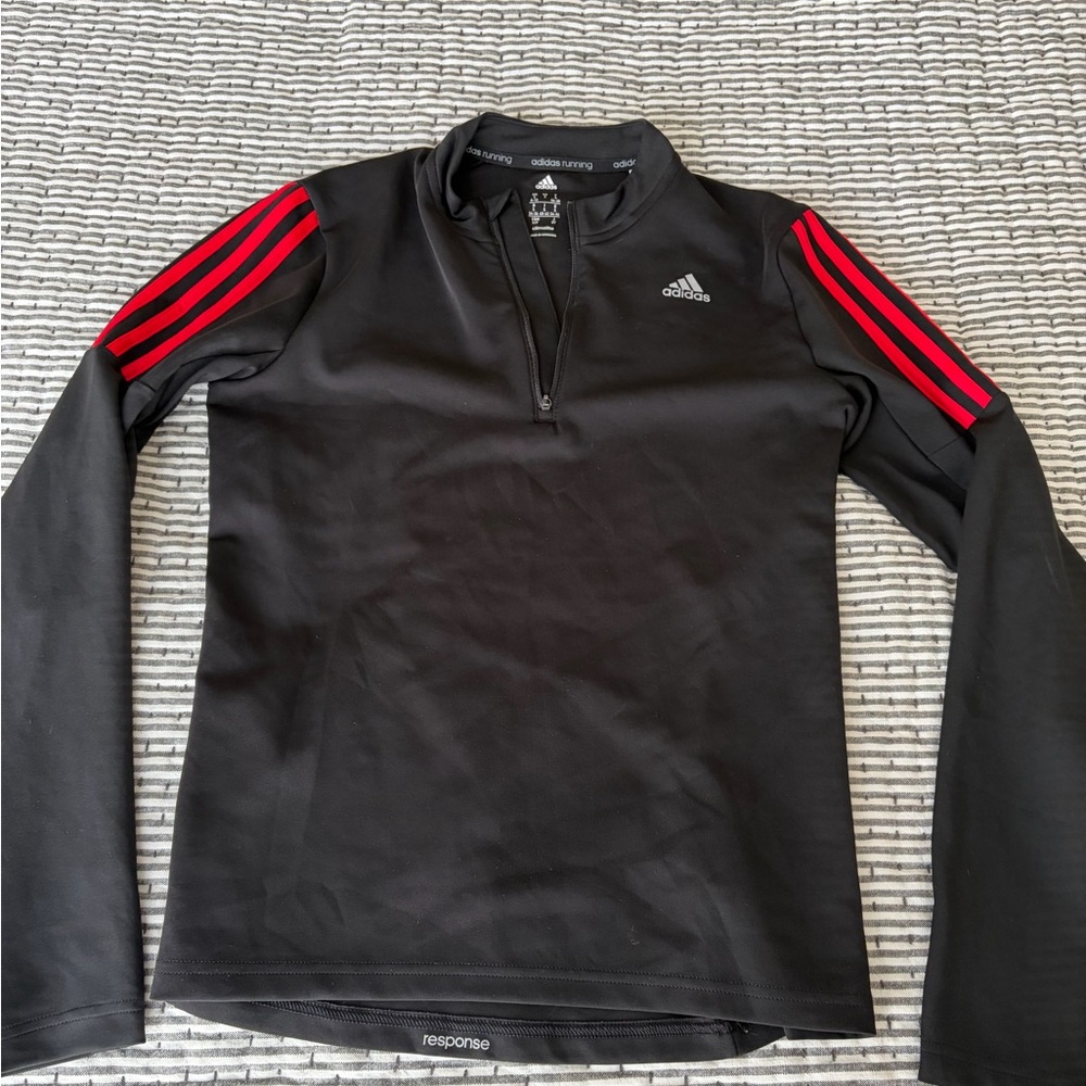 Women’s Adidas Black Hoodie with Red Stripes